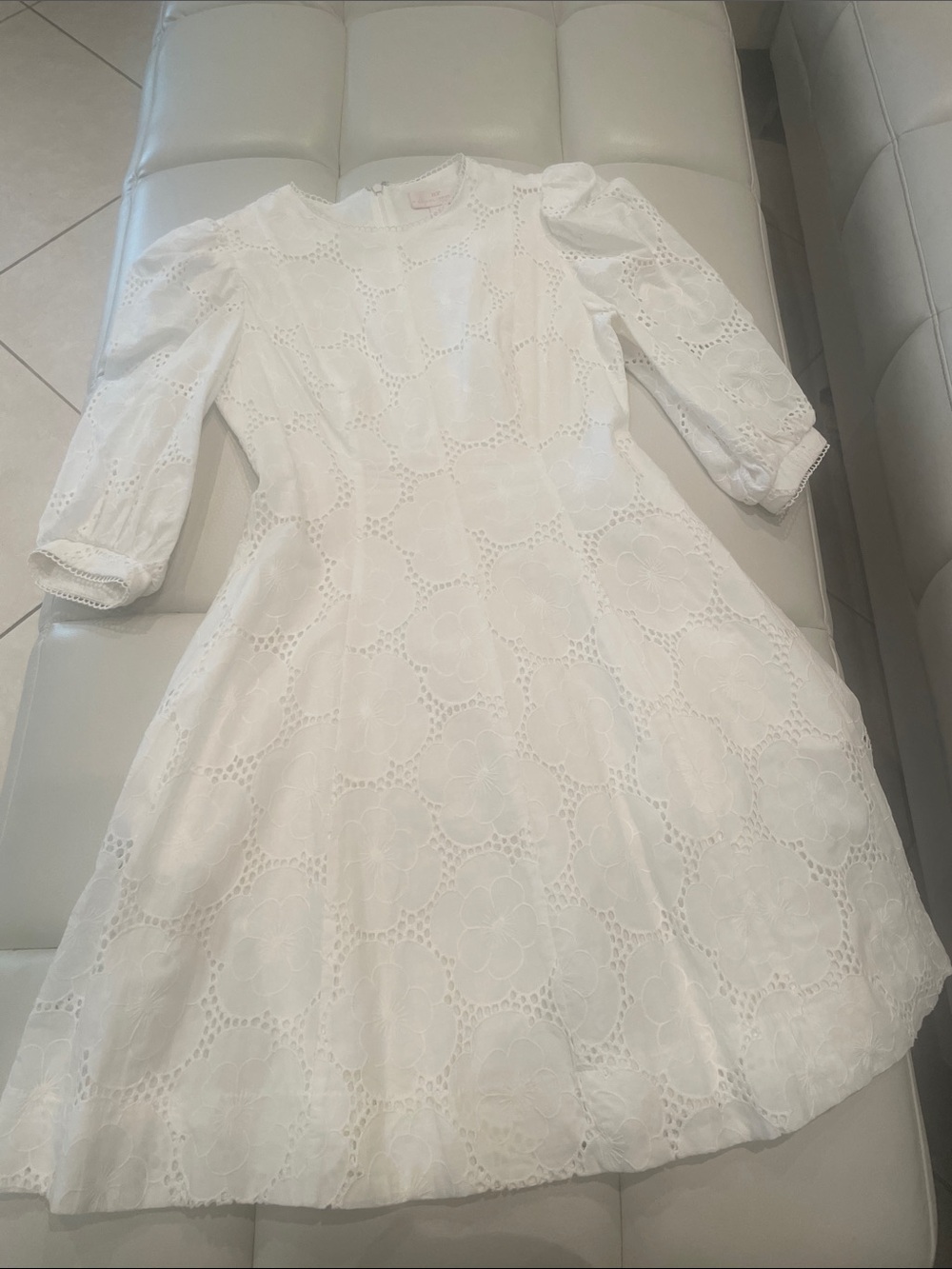 Rachel Parcell balloon sleeve eyelet short dress white size S. Beautiful 😍